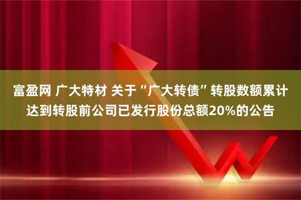 富盈网 广大特材 关于“广大转债”转股数额累计达到转股前公司已发行股份总额20%的公告